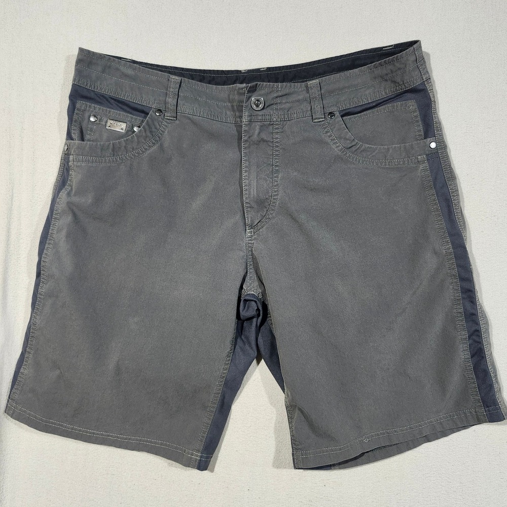 Kuhl Mens Gray Cotton Nylon Stretch Hiking Cargo Shorts Size 38 Gorpcore